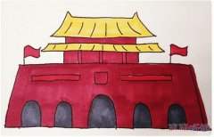 北京天安门怎么画简单又漂亮 涂色天安门的画法图解